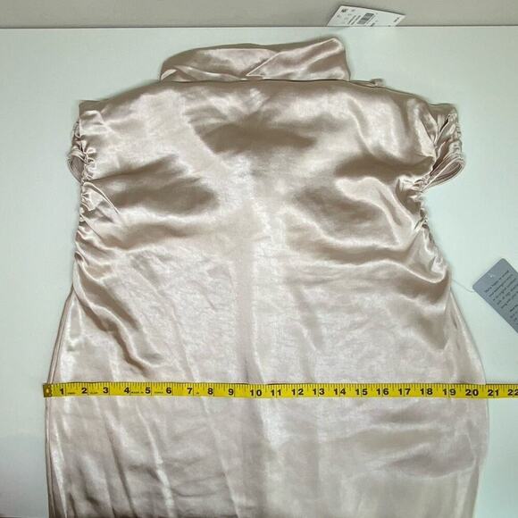 NWT | LUSH | Mock Neck Satin Midi Dress | Irish Cream | Large - Picture 13 of 14